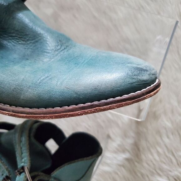 Free People Braeburn Ankle Boots Women's EU 36 US 5.5-6 Green Leather Boho - Picture 7 of 11